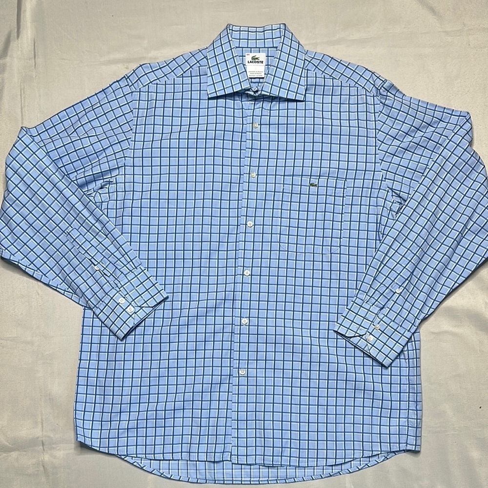 Lacoste Blue Checkered Men's Button Shirt